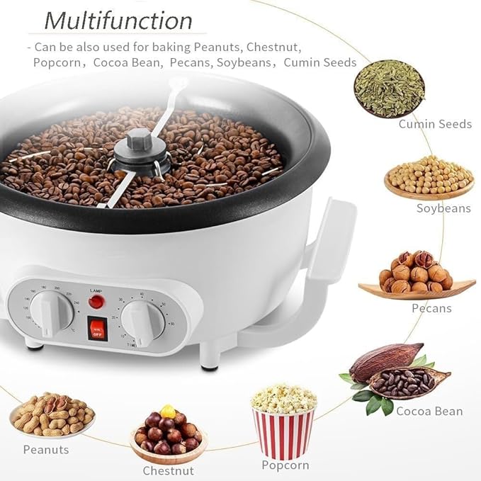 750g Electric Coffee Roaster Machine for Home Use - 1200W Non-Stick Multifunctional Bean with Thermometer, Timer & Temperature Control(220V)