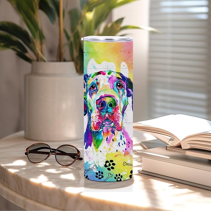 Great Dane Gifts for Women, 20 Oz Straight Skinny Tumblers, Stainless Steel Tumbler, Double Wall Vacuum Travel Mug, Dog Stuff Animal Coffee Cup, Insulated Coffee Mug Thermal Cup for Office, Outdoor