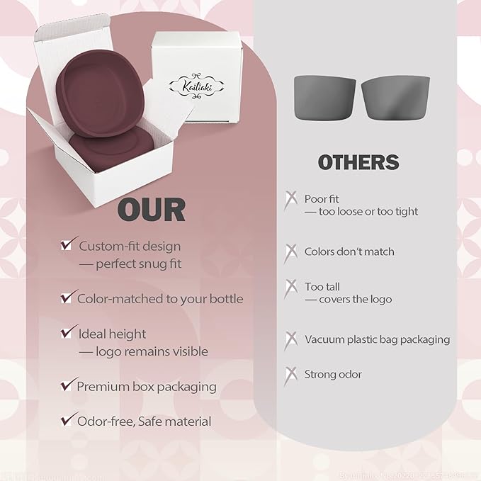 2pcs Silicone Boot for Owala SmoothSip Slider Coffee Tumbler 20oz 12oz, Anti-Slip Sleeve for Travel Coffee Mug, Protective Accessories for Owala BPA Free (Burgundy Bay)