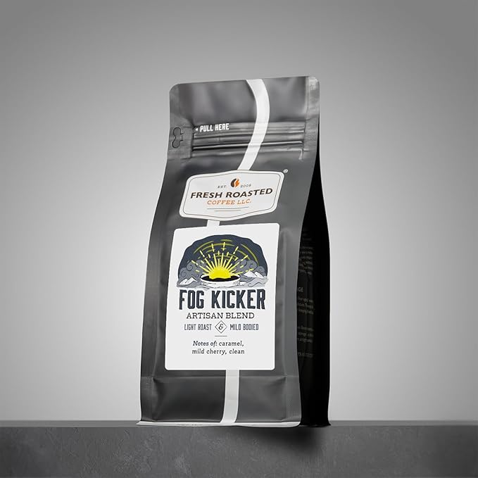 Fresh Roasted Coffee, Fog Kicker, 12 oz, Light Roast, Kosher, Whole Bean
