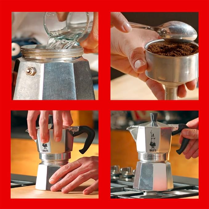 Bialetti Moka Express Iconic Italian Stovetop Espresso Maker (Natural Silver, 6 Cups)