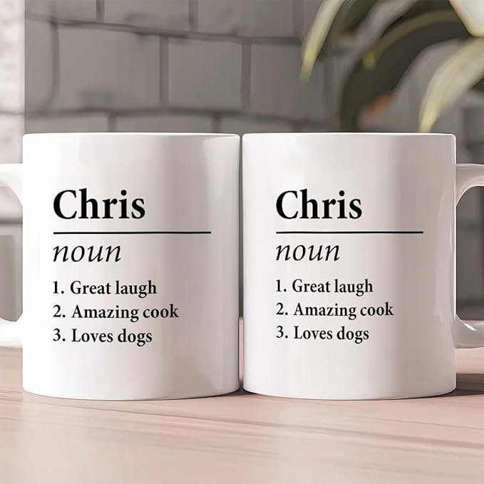 Joymade Personalized Ceramic Coffee Mug, Funny Custom Mug for Bestie, Friends, Couple, Coworker, Snowman Lovers (Funny Name Definition)