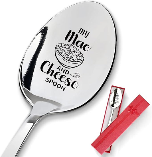 PZJIEAN My Mac and Cheese Spoon Funny Engraved Stainless Steel Gift - Long Handle Coffee Dessert Spoon for Women Men Kids | Birthday Valentine Christmas Gifts - PZJIEAN