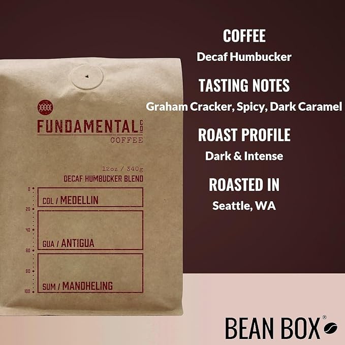 Decaf Humbucker - Roasted by Fundamental Coffee Company - Whole Bean Coffee - 12 Ounce Bag