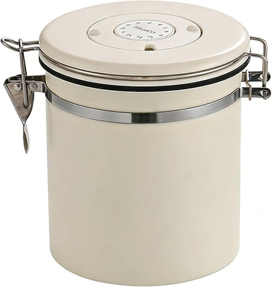 MEGAWISE 304 Stainless Steel Coffee Canister – Large Capacity Kitchen Container with CO₂ Valve & Date Tracker, Vacuum-Sealed Canister for Coffee Beans, Grounds & Dry Goods (2.8, Liters)