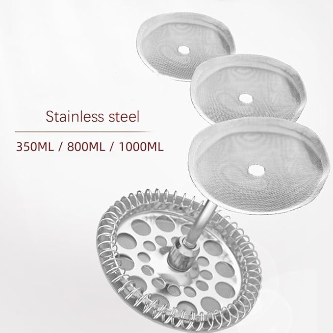 KoiLykke Reusable Stainless Steel Mesh Filter Replacement for French Press - 3 Pack, Compatible with 8-Cup Coffee Press (350/800/1000ML), 7.2CM 8.7CM 10CM