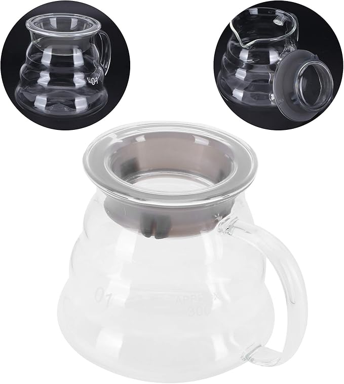 Yosoo Health Gear Glass Coffee Server, Practical Transparent Coffee Carafe for Bar Kitchen Counter, with Smooth Inner Surface and Glass Material (300ml)