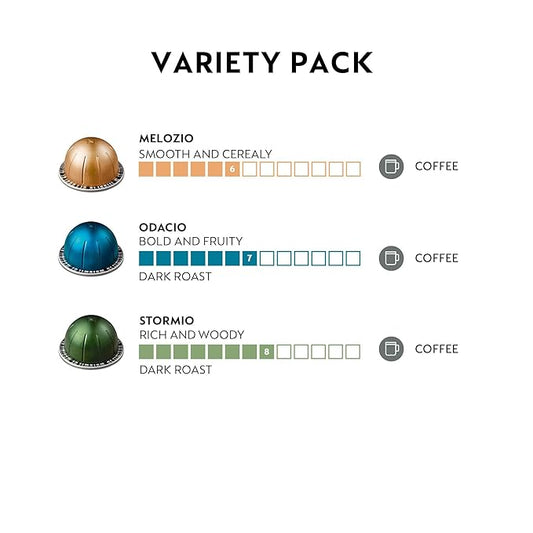 Nespresso Capsules Vertuo, Variety Pack, Medium and Dark Roast Coffee Pods, 30 Count, Brews 7.8 oz.