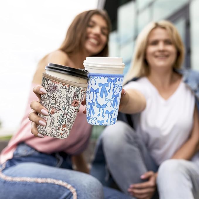 Reusable Insulated Neoprene Iced Coffee Cup Sleeve, Durable Drink Sleeve for Cold Beverages, Beverage Holder for Iced Coffee, Bloom Magic