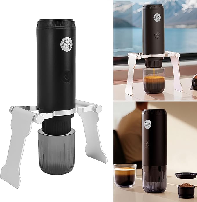 NOENNULL Portable Coffee Maker for Travel 19bar USB Rechargeable Cordless Portable Espresso Machine for Coffee Grounds & Capsules, Ideal for Camping, Hiking, Office, RV