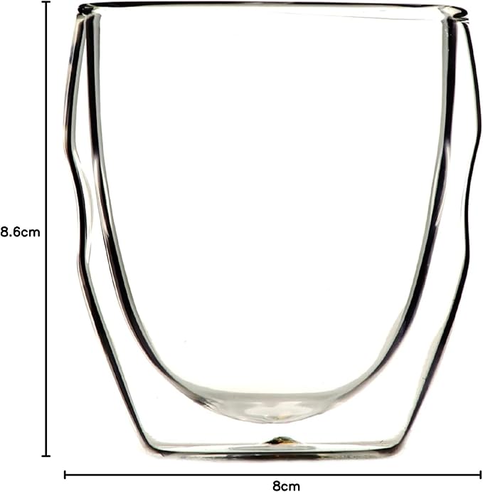 Moderna Artisan Series Double Wall 8 oz Beverage Glasses - Set of 8 Drinking Glasses