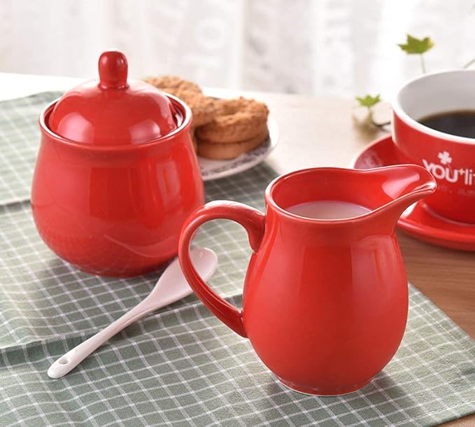 FUYU Ceramic Colorful Creamer with Handle, Coffee Milk Creamer Pitcher