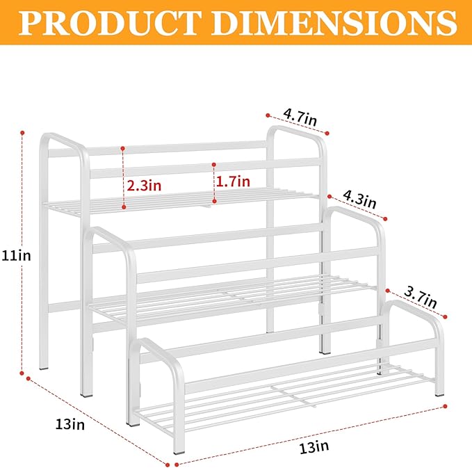 DTUQYX Coffee Syrup Organizer 3-Tier, 12 Bottles Capacity Coffee Syrup Rack, Metal Syrup Stand for Spice, Wine, Liquor, Bottle, Coffee Bar Station Racks Magnetic, No Installation, White