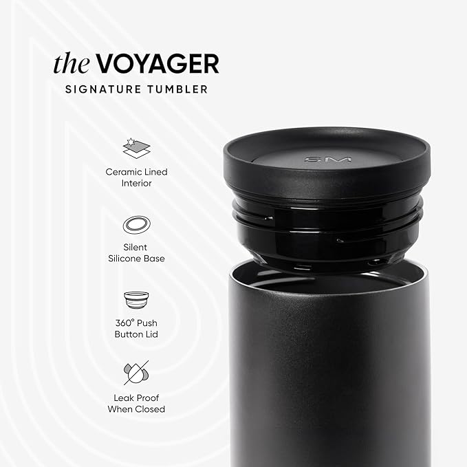 Simple Modern Travel Coffee Mug Tumbler with 360° Lid | Ceramic-Lined Insulated Stainless Steel Cold Brew Iced Coffee Cup | Gifts for Women Men Her Him | Voyager Signature | 16oz | Sea Glass Sage