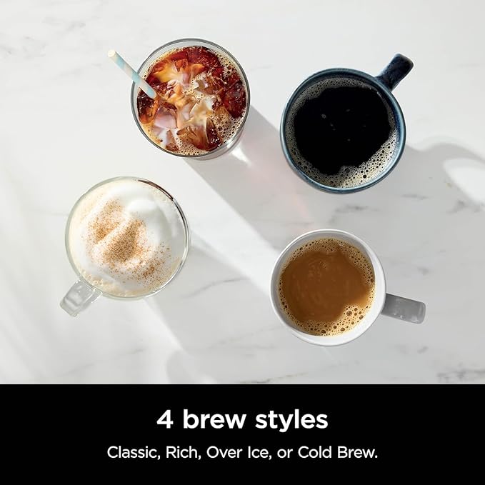 Ninja CM371 Hot & Iced XL Coffee Maker with Rapid Cold Brew, 4 Brew Styles, 8 Sizes Small Cup to Travel Mug, Single-Serve and 12-Cup Carafe, Permanent Filter, Removable Reservoir, Black (Renewed)