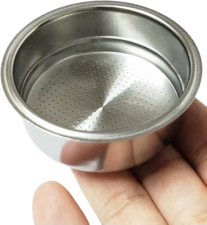 51mm Pressurized Filter Basket Stainless Steel Coffee Filter, for Portafilter Machines Espresso Machine Parts Compatible - Dual Wall Filter Basket （2 Cups Capacity）