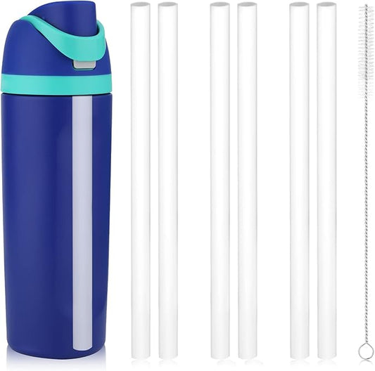 19 oz Replacement Straws for Owala FreeSip, 6PCS Reusable Plastic Straws with Cleaning Brush for Owala Flip Insulated Stainless Steel Water Bottle 19oz Tumbler Accessories Parts (White)