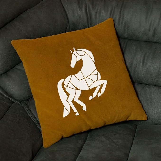 FINGERINSPIRE 4 Pcs Geometric Horses Painting Stencil with Paintbrush 11.7x8.3inch Reusable Elegant Horse Stencils for Painting on Wood, Fabric, Canvas & Furniture Home Decor
