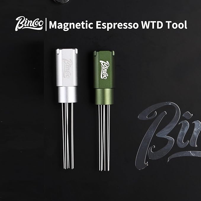 Magnetic Espresso Stirrer Tool,Coffee Stirrer Tool for Barista,WDT Espresso Distribution Tool with 6 Stainless Steel Needles (Green)