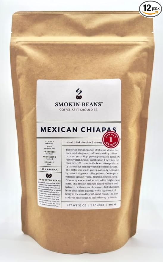 2-Pound Mexican, Unroasted Green Arabica Coffee Beans, Fresh Current Crop Specialty Grade, Roast the Beans Yourself at Home on Your Roasting Equipment Prior to Using for Brewing Coffee