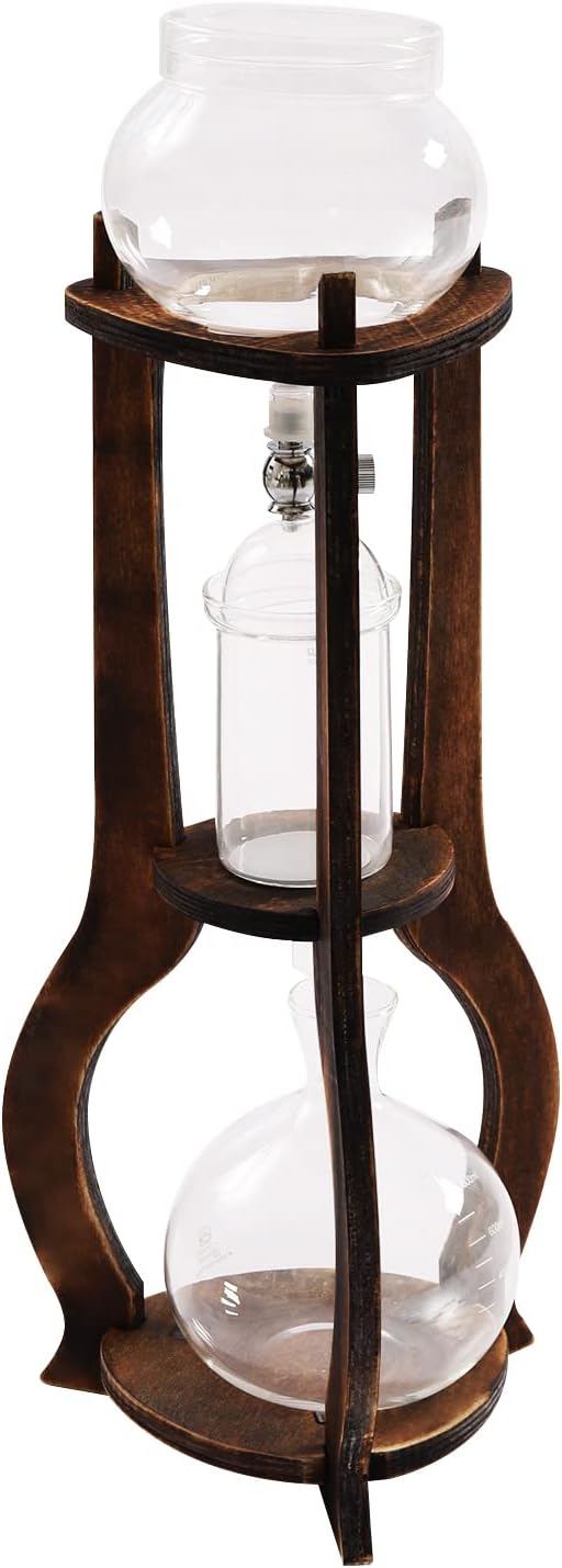 Iced Coffee Cold Brew Drip Tower 600ML/20.29OZ Capacity Sharing Pot Cold Brew Coffee Maker 6 to 8 Cups, Ice Coffees Machine for Home Coffees Shops Offices(Brown)