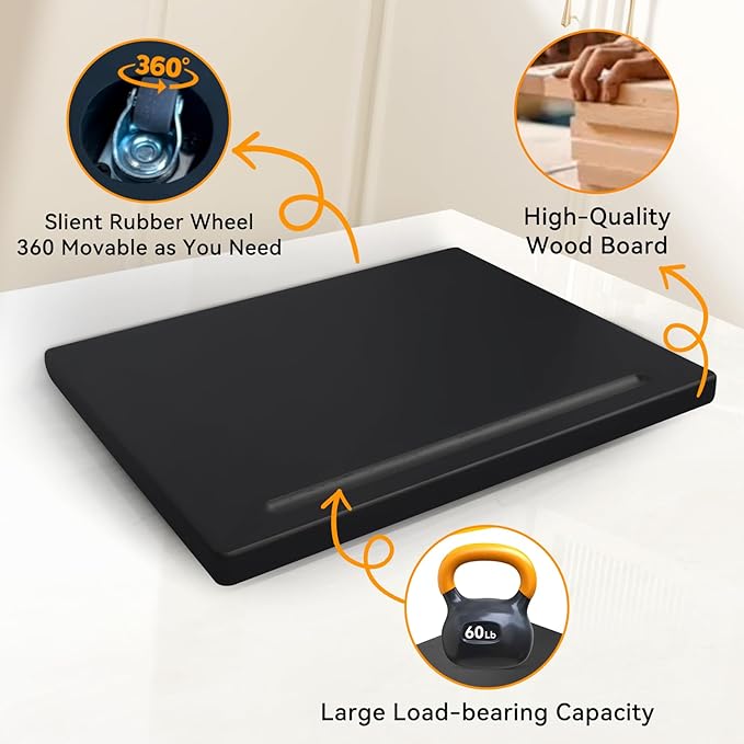 Wood Appliance Slider with 360' Wheels,16"D x 13"W Sliding Tray for Coffee Maker & Heavy Kitchen Appliances,Countertop Appliance slider for Kitchen Appliance, Premium Wood Rolling Tray,No Assemble