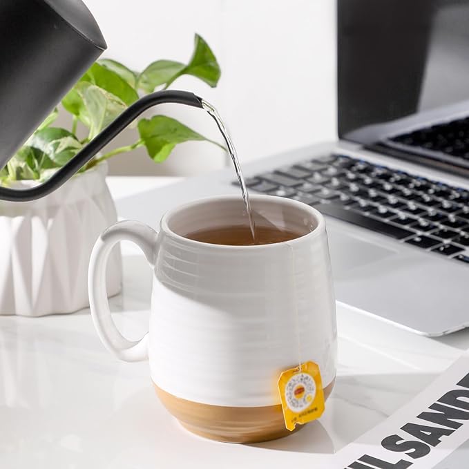 HASENSE Coffee Mugs Set of 2, Ceramic Coffee Cup for Men and Women, 20 oz White Mugs with Handle for Latte, Tea, Cocoa, Dishwasher and Microwave Safe