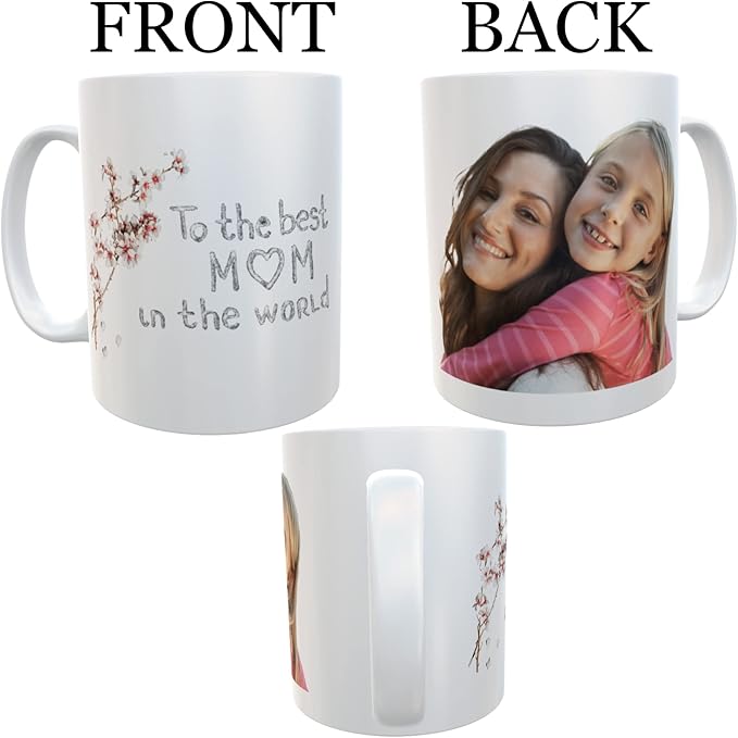 Custom Mug With Pictures - Personalized Coffee Mug With Photo, Text, Logo | Customized Gifts for Men & Women | Taza Personalizada 11oz Tea Cup Printed on Both Sides | Birthdays, Holidays, Mother’s Day