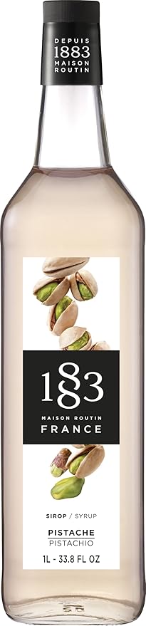 1883 Coffee Syrup, Pistachio Syrup for Drinks, Made in France, 1 Liter Glass Bottle