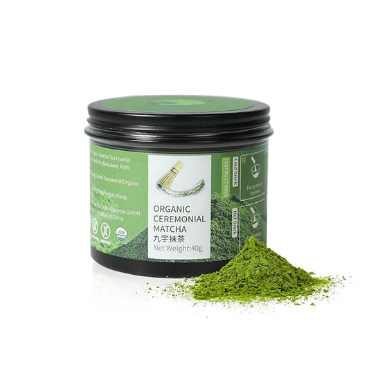 Organic ceremonial grade matcha powder for matcha latte preparation First Harvest 1.41oz(40g) tin 100% Pure Premium Unsweetened Matcha Morning energy boost for Iced matcha drinks Smoothie additive Baking ingredient