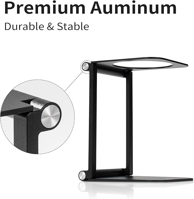 Pour Over Coffee Maker Stand,Foldable Portable Electric Espresso Machine Stand,Holder for Coffee Grinder,Universal Dripper,V60 Dripper,Travel Coffee Maker, Press Square&Black