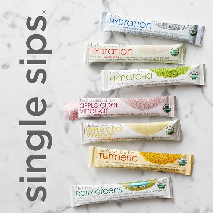 The Republic of Tea Organic U-Matcha Single Sips, 50 Single Servings of Premium Instant Matcha