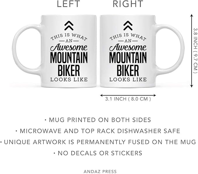 Andaz Press 11oz. Ceramic Coffee Tea Mug Thank You Gift, This is What an Awesome Mountain Biking Looks Like, 1-Pack, Birthday Christmas Gift Ideas Coworker Him Her, Includes Gift Box