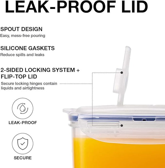 LocknLock Aqua Fridge Door Water Jug with Handle BPA Free Plastic Pitcher with Flip Top Lid Perfect for Making Teas and Juices, 2 Quarts, Clear