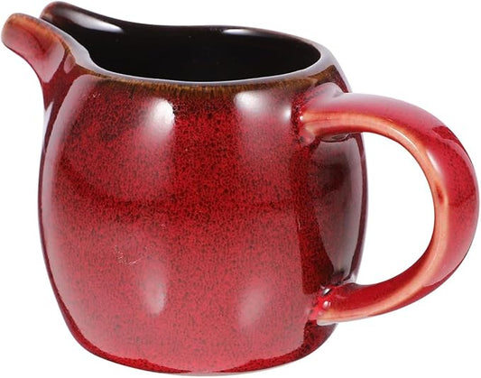 Amosfun Ceramic Milk Pitcher with Handle and Spout 4.33 Inch Small Creamer for Coffee Tea Sauce and Salad Dressing Multi-Functional Stoneware Cream Pot for Home Kitchen Dining