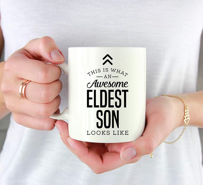 Andaz Press 11oz. Ceramic Coffee Tea Mug Thank You Gift, This is What an Awesome Eldest Son Looks Like, 1-Pack, Birthday Christmas Gift Ideas Coworker Him Her, Includes Gift Box