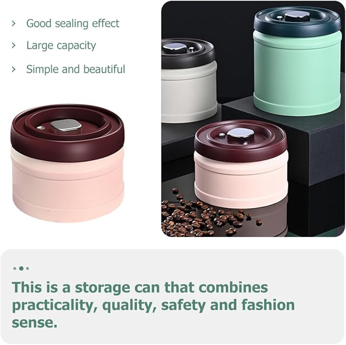 Vacuum Spice Storage Jar Airtight Grain Canister with Press-seal Lid for Beans and Snacks Food Preservation Container in Pink Lightweight and Compact for Kitchen Organization