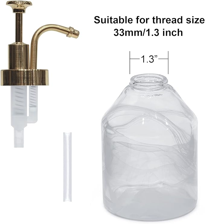 Soap&Lotion Dispensers Replacement Made of ABS Material,Smooth Action Oil Can Pump Head Suitable for Wider Mouth Bottle of 1.3 in (33 mm) Thread,Stylish Pump for Bottles DIY-Chrome Gold