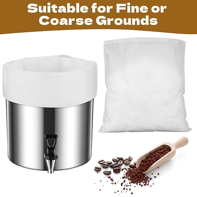 100 Pack Cold Brew Coffee Filters 20" X 20" Disposable Fine Mesh Brewing Bags Commercial 5 Gallon Coffee Filter For Commercial Model Cold Brew Coffee Makers Restaurants Shop