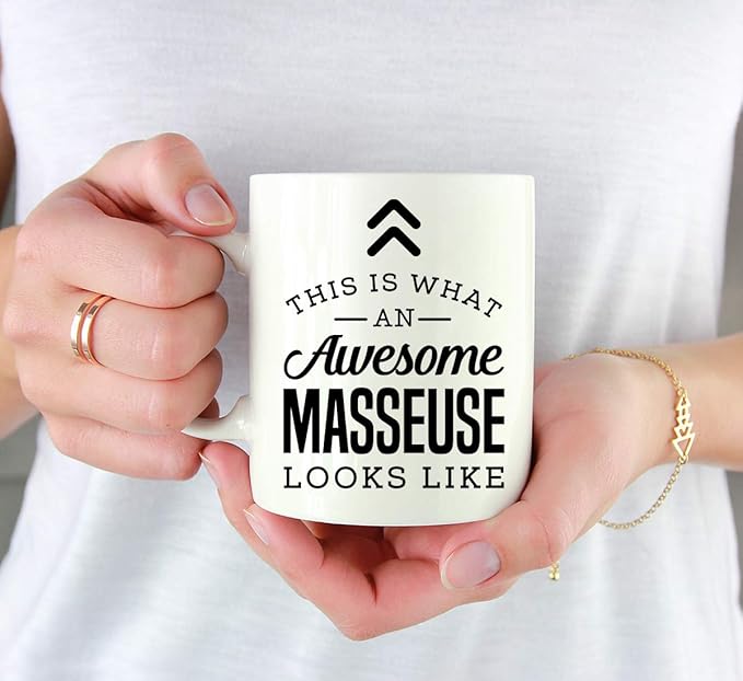 Andaz Press 11oz. Ceramic Coffee Tea Mug Thank You Gift, This is What an Awesome Masseuse Looks Like, 1-Pack, Birthday Christmas Gift Ideas Coworker Him Her, Includes Gift Box
