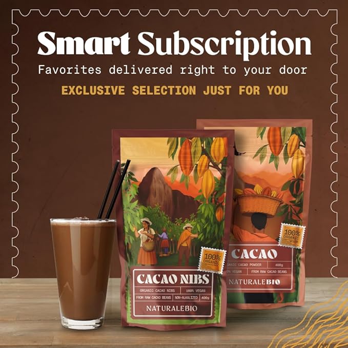 NaturaleBio Cacao Nibs Organic 2 lb. Unsweetened, Non-Alkalized and Pure. Sugar-Free Dark Chocolate Chips Substitute. Non-GMO, Gluten Free, Tested for Heavy Metals. From Raw Cacao Beans