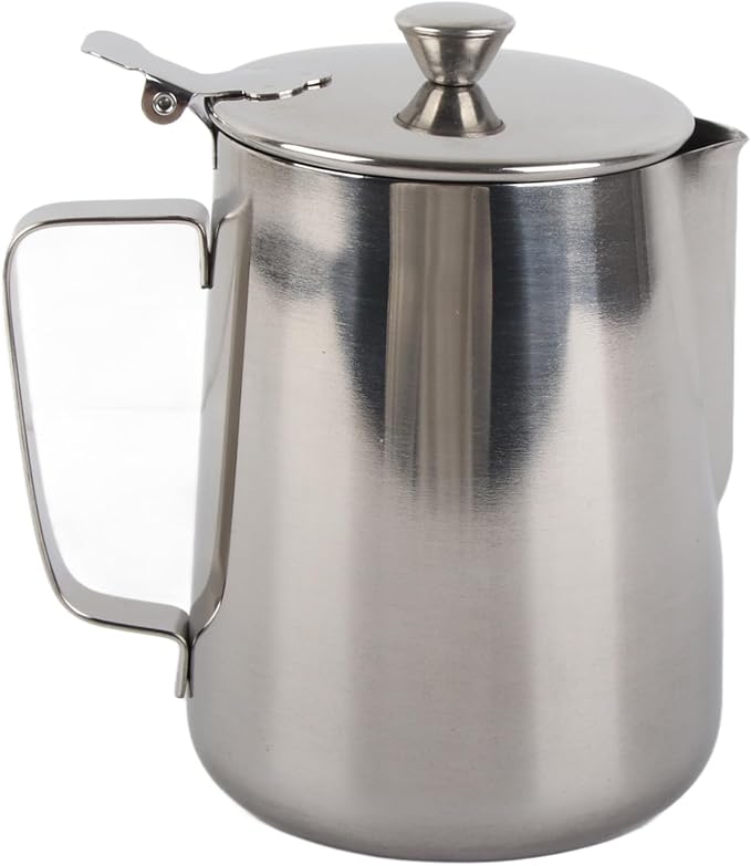 Espresso Steaming Pitcher, Stainless Steel Frothing Pitcher Milk Frothing Pitcher Jug with Lid Latte Coffee Art Tool (1000ml)