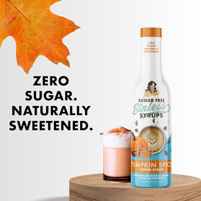 Sugar Free Pumpkin Spice Coffee Syrup - Stevia Based, No Sugar Alcohols or Sucralose, No Artificial Sweeteners, Natural Ingredients, Coffee Tea Cocoa Dessert, Keto Friendly, 1 Pack