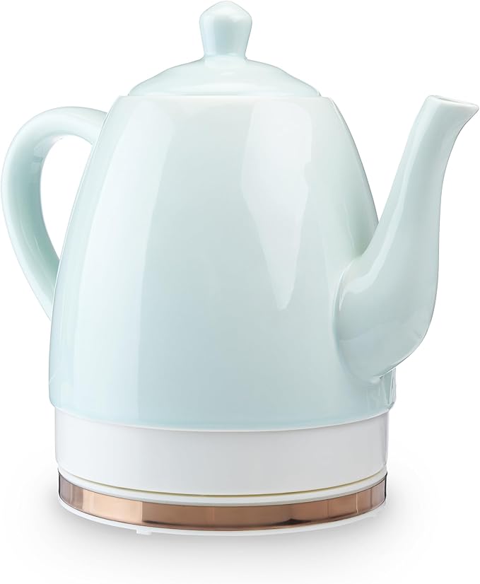 Pinky Up Noelle 1.5 L Ceramic Gooseneck Spout Electric Tea Kettle with Temperature Control - Cordless Design for Boiling Water Pot, Mint, Rose Gold