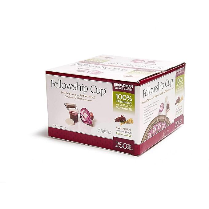Broadman Church Supplies Pre-filled Communion Fellowship Cup, Juice and Wafer Set, 250 Count