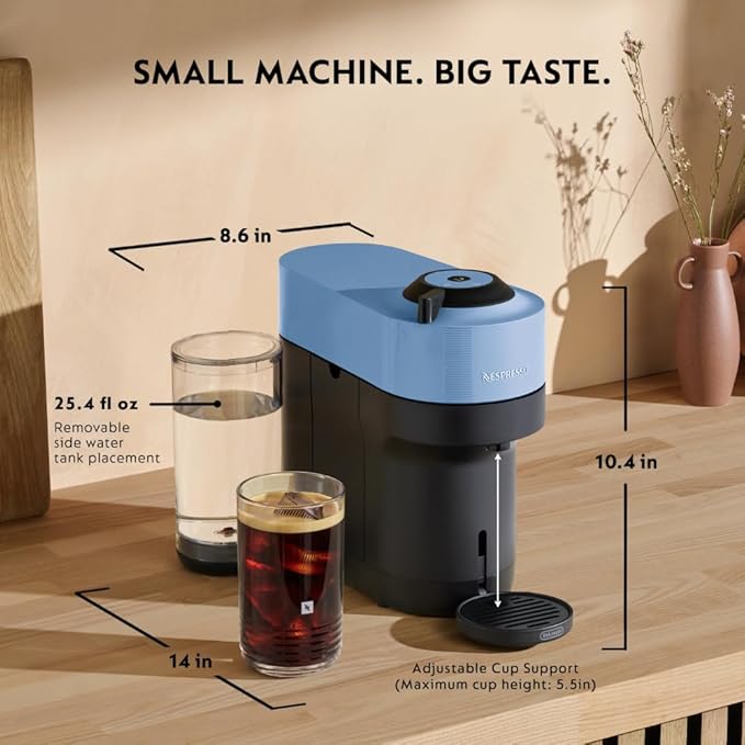 Nespresso Vertuo Pop+ Coffee and Espresso Machine by De'Longhi, Pacific Blue