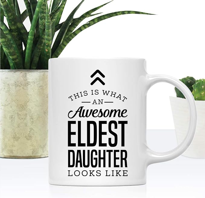 Andaz Press 11oz. Ceramic Coffee Tea Mug Thank You Gift, This is What an Awesome Eldest Daughter Looks Like, 1-Pack, Birthday Christmas Gift Ideas Coworker Him Her, Includes Gift Box