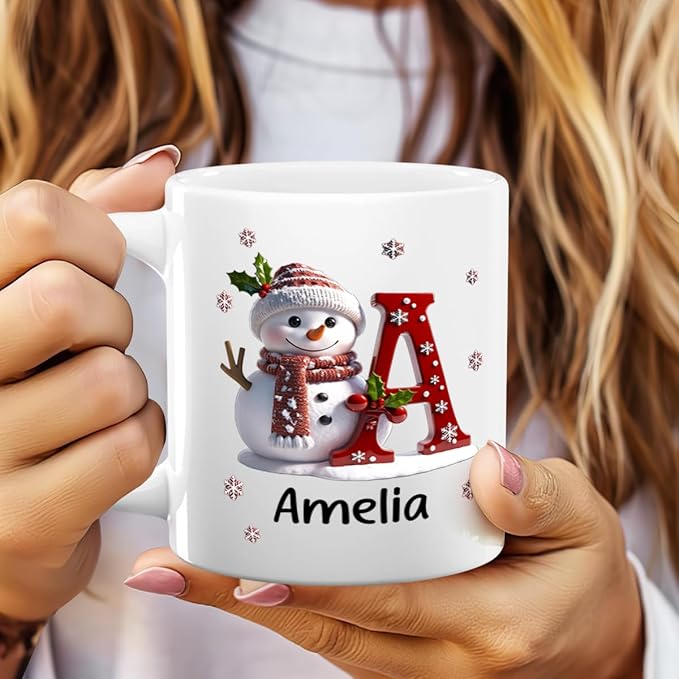 Joymade Personalized Ceramic Coffee Mug, Funny Custom Mug for Bestie, Friends, Couple, Coworker, Snowman Lovers (Snowman Merry Christmas)