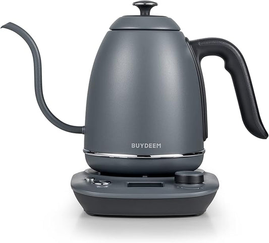 BUYDEEM K821 Electric Gooseneck Kettle with Variable Temperature Control, Pour Over Coffee Tea Kettle, Durable 18/8 Stainless Steel, Auto Keep Warm & Built in Brewing Timer, 0.8L
