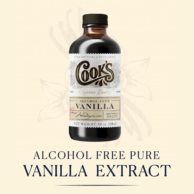 Cook's, Alcohol Free Pure Vanilla Flavoring, for Cooking, Baking, Desserts, Madagascar Vanilla Non-Alcoholic Extract Alternative, 8oz